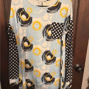 Nuggles  Women's Blue and Yellow Patterned Top